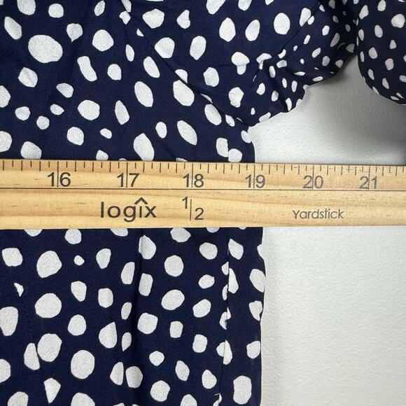 Tibi Polka Dot Silk Dress Women 4 Navy Zipper Cuff Old Money Cocktail Party - Picture 7 of 8